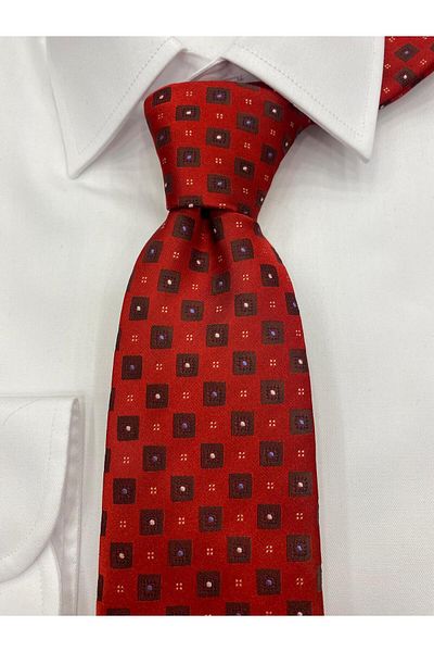 Cacharel Woven Fabric Patterned Red Blue Tie