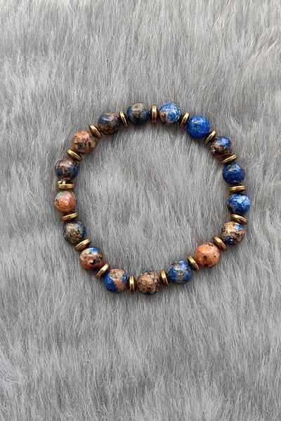 Chavin Elastic Natural Lapis Stone Men's Bracelet Ey17