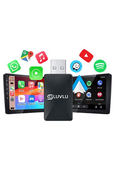 LUVLU Carplay wireless adapter compatible with Iphone IOS 10+ and Android 11+, Wifi 6, BT 5.4, Plug&Play