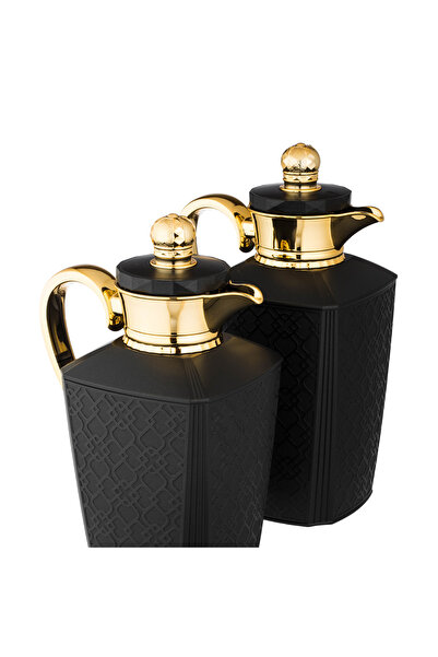 ALSAIF Saif Tina Thermos Set, Insulated for Tea and Coffee, 2 Pieces, 0.7/1.0 Liter, Matte Black