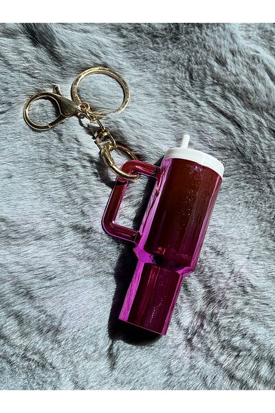 ZephiaStore Pink Thermos Designed Lip Balm Box Keychain Accessory
