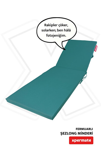 XPERMATE Fermuarlı Şezlong Minderi Katlanır Su Itici Kumaş Katlanabilir Kamp ...