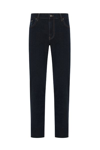 Gallus 5 Pocket Navy Blue Green Effect Stretch Regular Fit Slim Denim Trousers