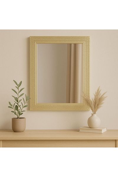 Gift Design Wall mirror, rectangular, gold frame, plastic, 56 x 46 cm