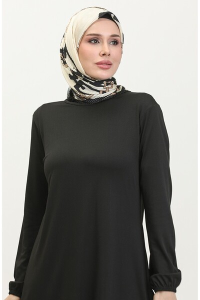 sefamerve Sade Basic Black Tunic 8758-01 Black