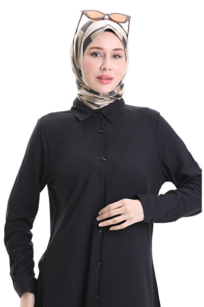 sefamerve Düğmeli Viskon Tunik 6116-10 Siyah