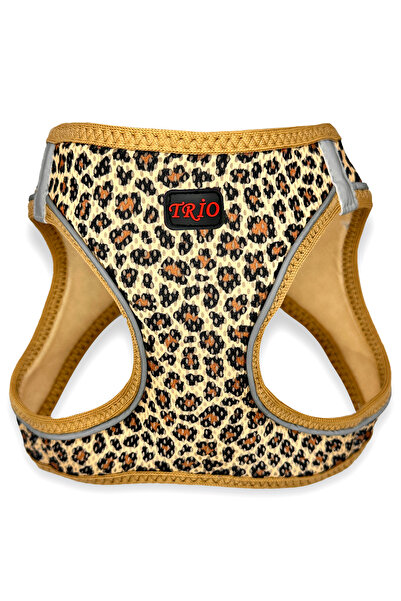 Pets Carnival Kedi Köpek Air-mesh Göğüs Tasması Ve Gezdirme Sevk Kayışı Seti Leopar 2si1 Arada