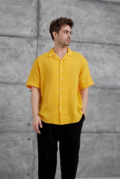 NOMARC Orange Nmrc Muslin Short Sleeve Oversize Shirt