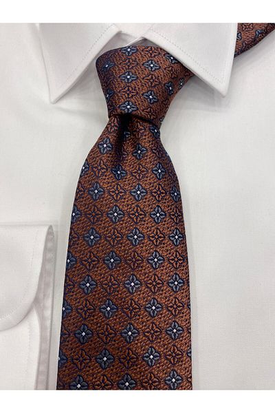 Cacharel Woven Fabric Patterned Brown Gray Tie