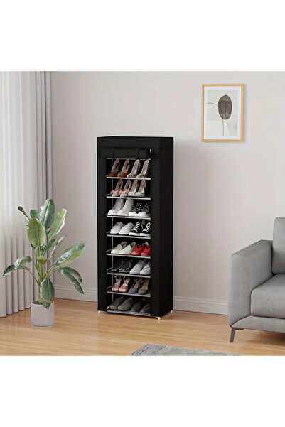 Un Multi-layer shoe cabinet with stylish fabric cover for storing and organizing shoes