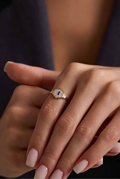 Sembol Gold Saphire Altın Yüzük Şövalye