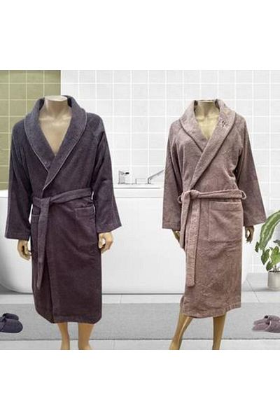 Canon Cannon Luxury Cotton Couples Bathrobe Set - 14 Pieces, Purple and Nude