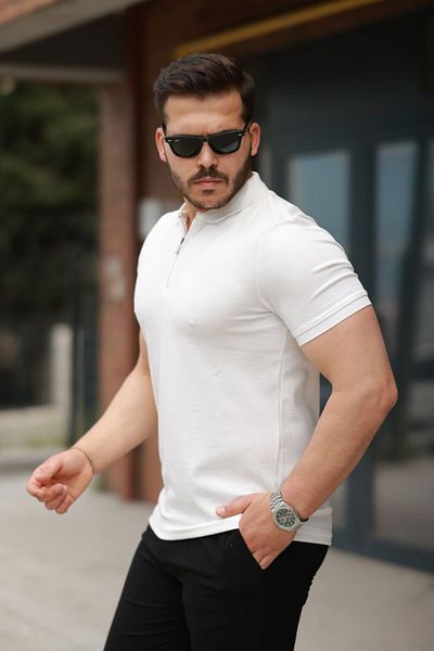 modaserdem Ανδρικό κοντομάνικο μπλουζάκι με φερμουάρ
