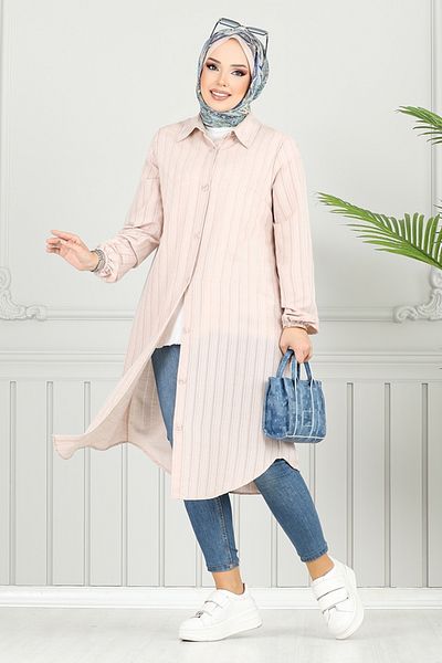 ModaMerve Πουκάμισο γιακά Hijab Tunic 4448KTR927-M Stone