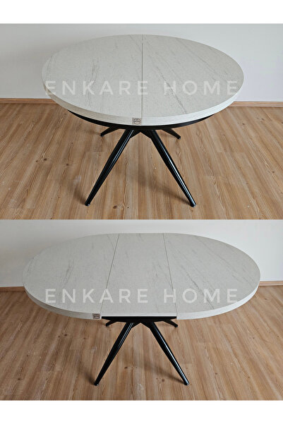 Enkare Oliva Yuvarlak Açılabilir Yemek Masası – 100x100 - 140 cm | 4-6 Kişili...