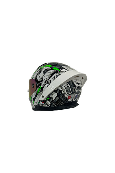 Sway Sw 850 White Green Full Face Motosiklet Kaskı
