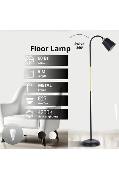 Lumely Floor Lamp,Nordic Style Modern,3 Lighting Modes,adjustable Head,eye-caring Design,E27,12w,black