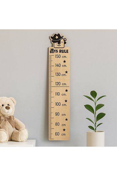 Gift Design Children's height measuring tape, made of wood, Boys rule model