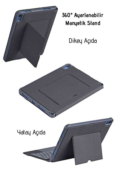 Fuchsia iPad 11. Nesil Uyumlu 360° Manyetik Standlı Ledli Touchpadli Katanya Klavyeli Tablet Kılıfı