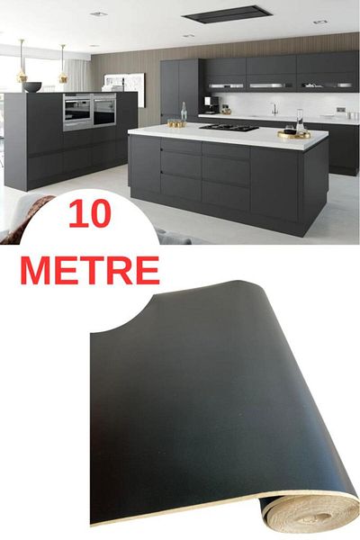 Renkli Duvarlar 45 cm x 10 metri 1 rolă de hârtie adezivă antracit pentru perete și podea de bucătărie