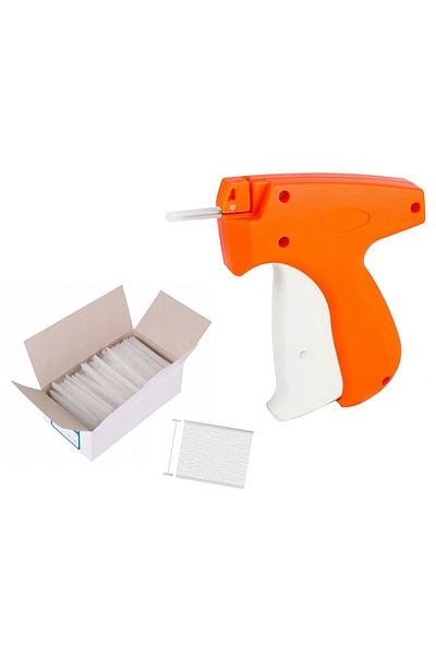 OEM Label hanging gun set with 5000 pcs hangers, plastic and steel, orange/white