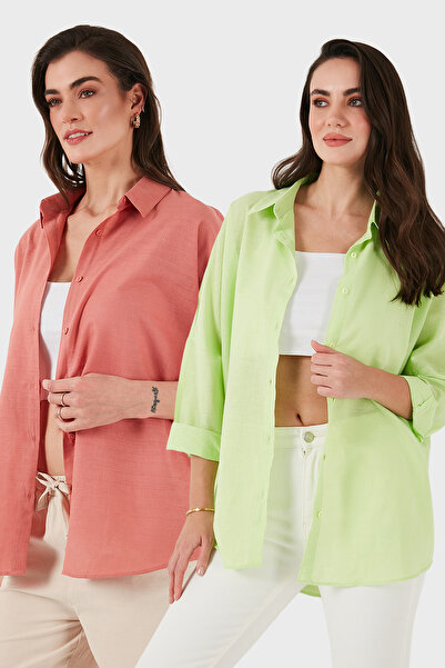 SD LUXURY Cotton Blend Oversize Fit Long Sleeve 2 Pack Shirt Shirt 6781001S2