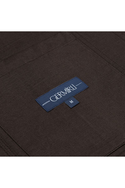 Germirli Bitter Brown Utility Cover Pocket Cotton Linen Safari Jacket Shirt