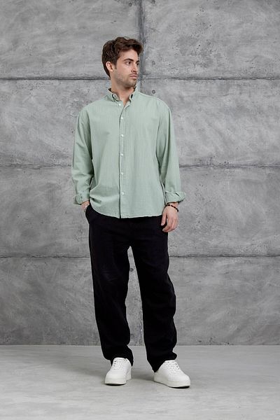 NOMARC Water Green Gst Linen Oversize Shirt