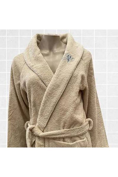 Canon Cannon Luxury Cotton Couples Bathrobe Set - 14 Pieces, Beige and Blue