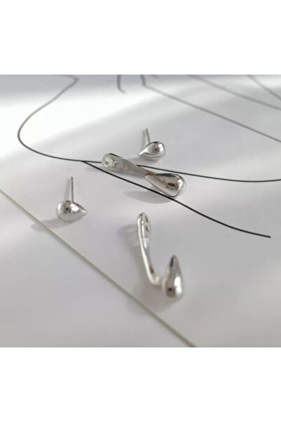 İnci Damla Tasarımlı Minimal Çelik Küpe