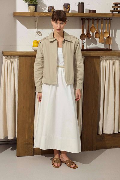 Hooopstore Κοντό μπουφάν Gabardine Sand Beige