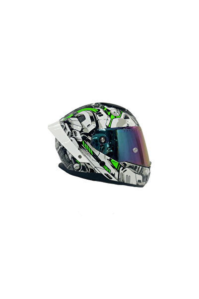Sway Sw 850 White Green Full Face Motosiklet Kaskı