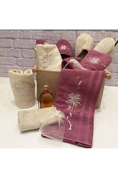 Canon Cannon Luxury Cotton Couples Bathrobe Set - 14 Pieces, Beige and Pink