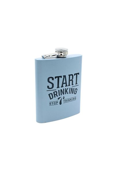 Gift Design Stainless steel bottle, Start Drinking, Stop Thinking message, 270 ml