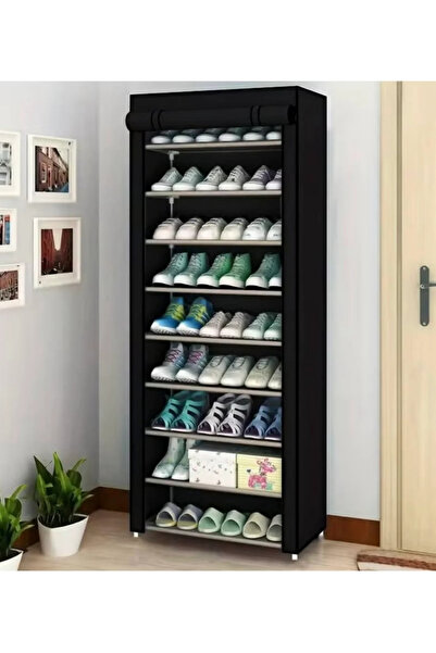 Un Multi-layer shoe cabinet with stylish fabric cover for storing and organizing shoes