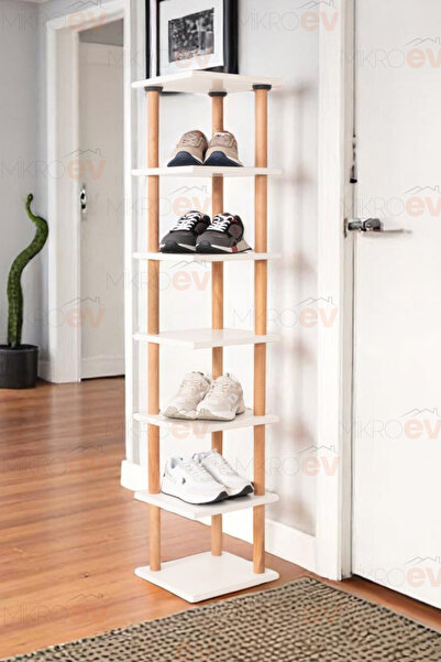 MikroEv Pia Beyaz Çok Amaçlı Köşe Ayakkabılık 33*30