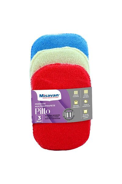 Misavan Multi-surface cleaning pads, Pillo, 3 pcs/set, multicolor
