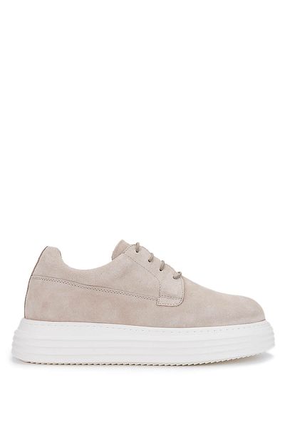Tamer Tanca Men's Genuine Leather Beige Suede Casual Shoes
