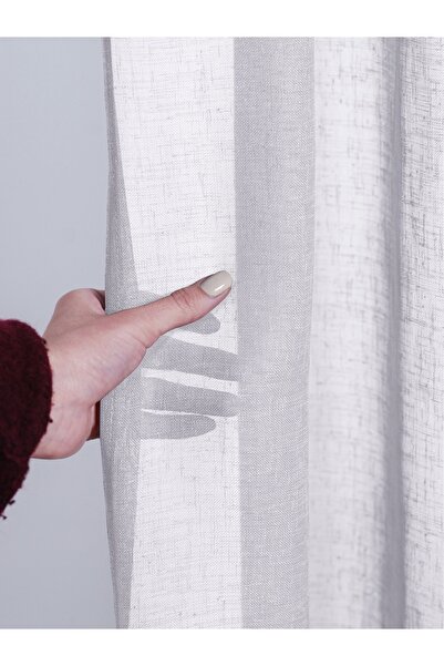 FAVOLLİ ستارة من التول ذات مظهر كتان بلون أبيض ثلجي لا تحتاج إلى كي