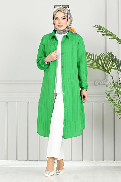 ModaMerve Πουκάμισο γιακά Hijab Tunic 4448KTR927-M Πράσινο