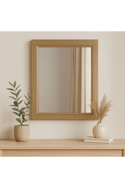 Gift Design Wall mirror, rectangular, copper frame, plastic, 56 x 46 cm