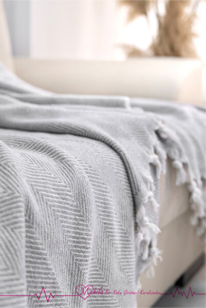 Mahila Klasik Pamuklu Koltuk Örtüsü | 150x170cm Balık Sırtı Desen Koltuk Örtüsü