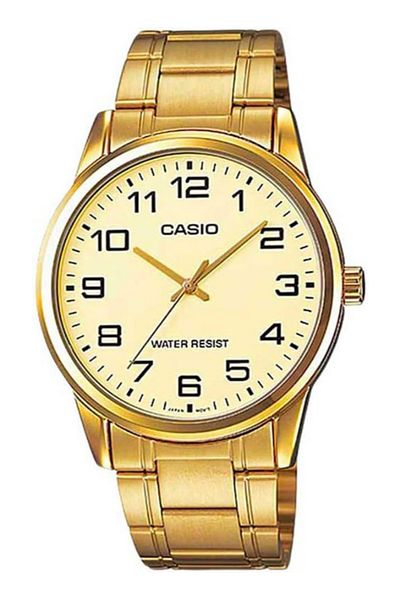 Casio ساعة كاسيو للرجال بمينا ذهبي تناظري - MTP-V001G-9B