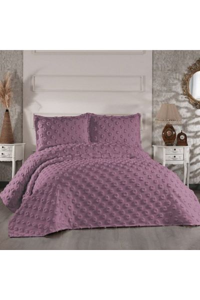 Çapa Home 3-piece velvet duvet cover set for double bed, 240x260cm, Hayal Purple