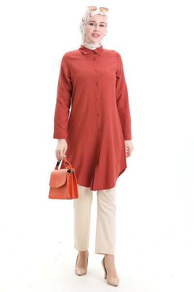 sefamerve Buttoned Viscose Tunic 6116-04 Dark Onion Peel
