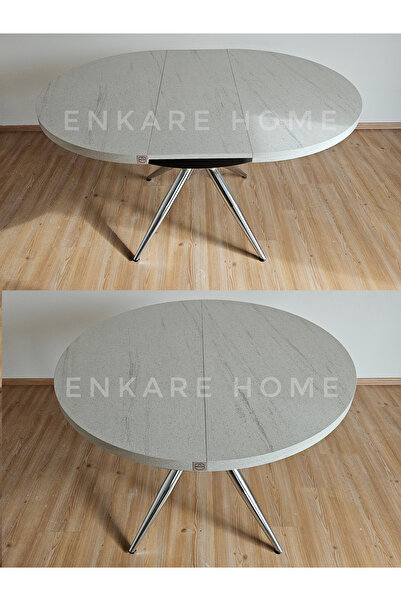 Enkare Oliva Yuvarlak Açılabilir Yemek Masası – 100x100 - 140 cm | 4-6 Kişilik | Mdf Mutfak ve Salon