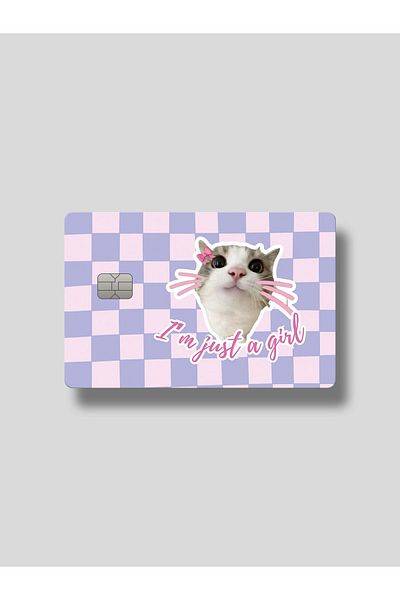 Planet Butik Just Girl Cat Card Covering Sticker