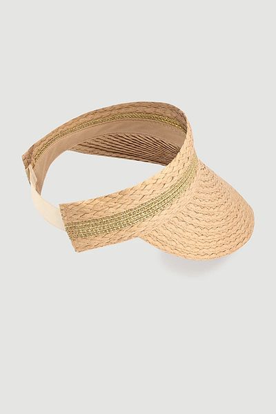 Gusto Strip Detailed Visor Hat - Beige
