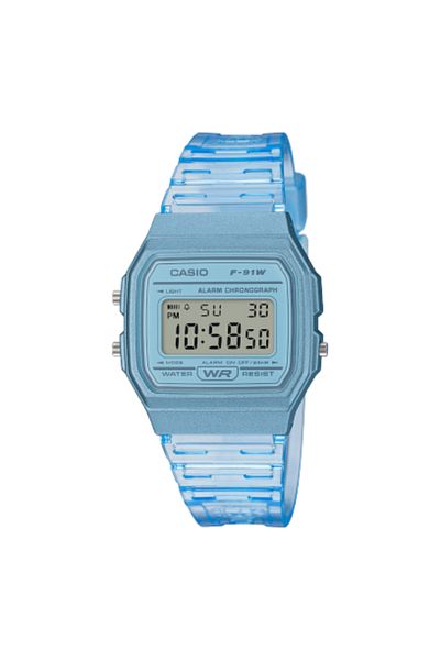 Casio ساعة كاسيو الرقمية للجنسين بمينا رمادي - F-91WS-2DF
