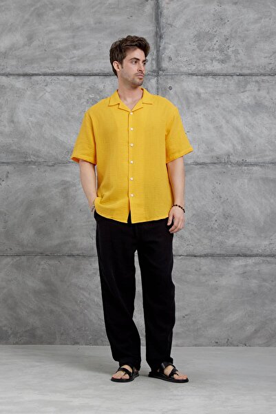 NOMARC Orange Nmrc Muslin Short Sleeve Oversize Shirt